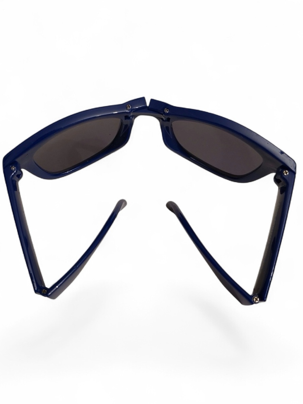 Folding Foldable Sunglasses & Case Blue 80s Classic Square Shades UV Protection